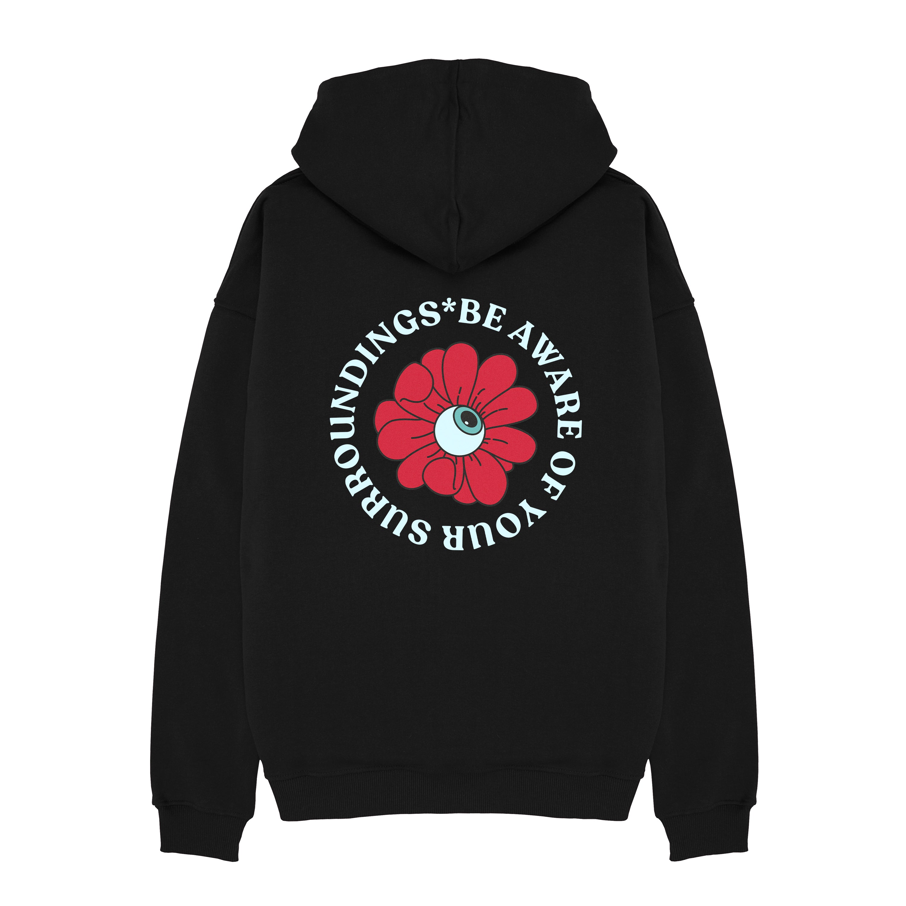 HOODIE NEGRA PARVIS COLLECTION 2024 - BE AWARE OF YOUR SURROUNDINGS